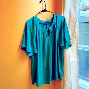 Green Emerald Teal Women’s Work Blouse XL